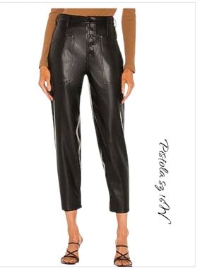 Pistola Tammy High Rise Trouser Slate Black Faux Leather sz 16W